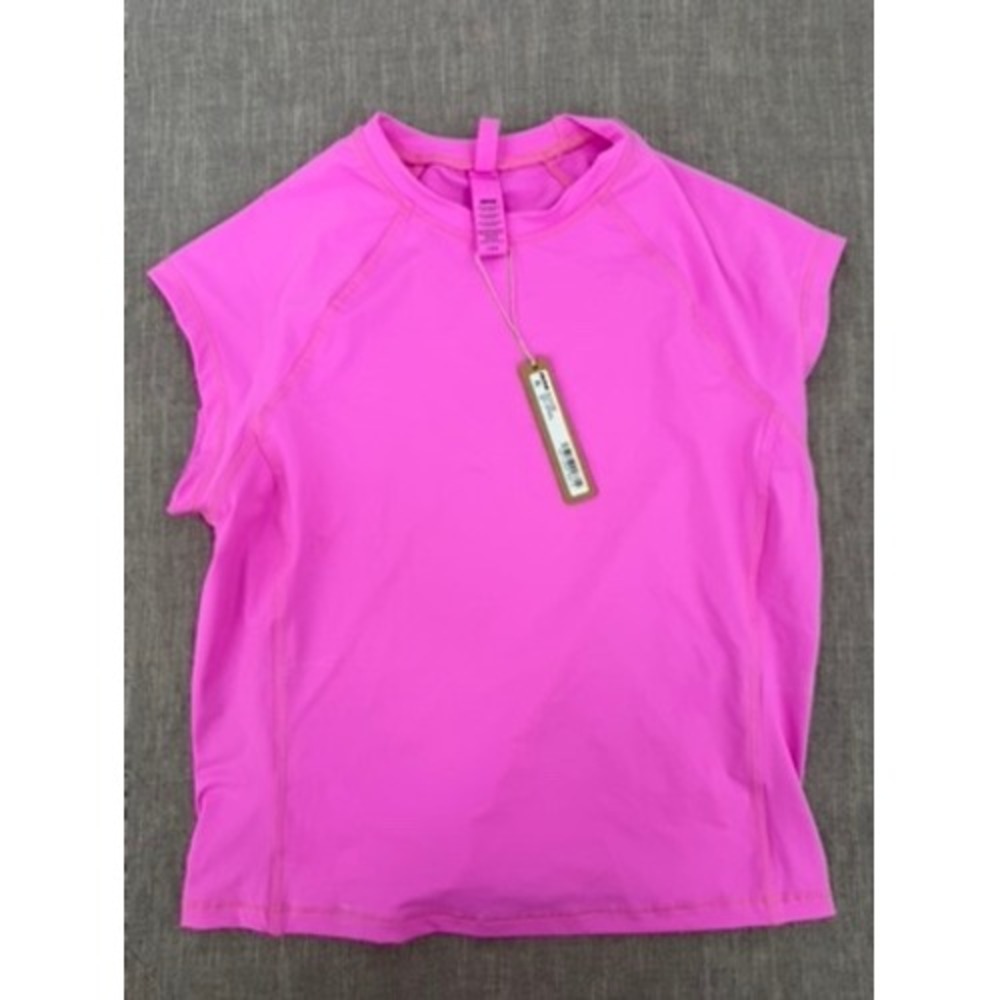 SKIMS Recycled Swim Raglan T-Shirt Top Neon Orchid Pink Size L Large NWT